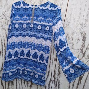 2/$15 Forever 21 Blue Batik Look Dress - S